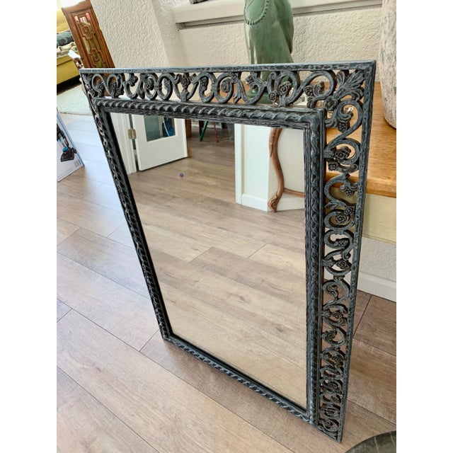 Large Rustic Ornate Wall Mirror For Sale - Image 4 of 8