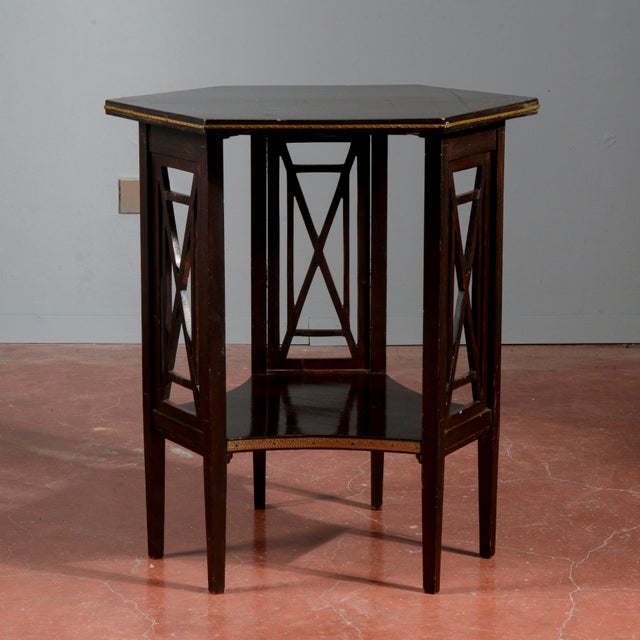 Hexagonal Liberty Coffee Table with Brass Frames, 1920s For Sale - Image 10 of 18