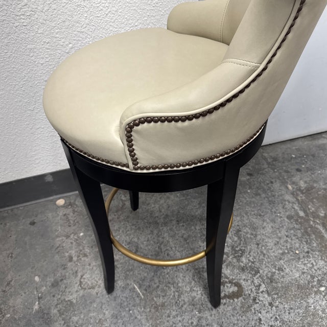 Century Furniture Tracy Leather Swivel Bar Stool For Sale - Image 11 of 12