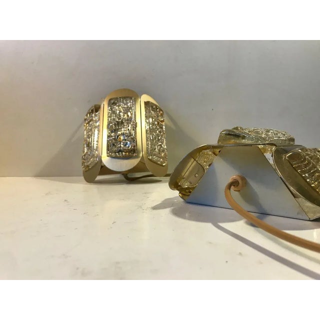 Danish Brass & Glass Wall Sconces from Vitrika, 1960s, Set of 2 For Sale - Image 8 of 12