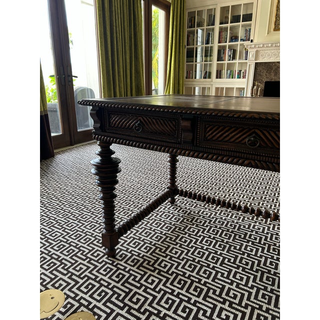 Late 20th Century Portuguese Rosewood Office Desk For Sale - Image 9 of 11