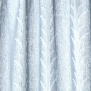 Schumacher Acanthus Stripe Sheer Fabric in Slate For Sale