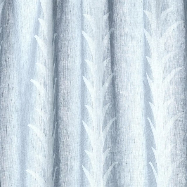 Schumacher Acanthus Stripe Sheer Fabric in Slate For Sale