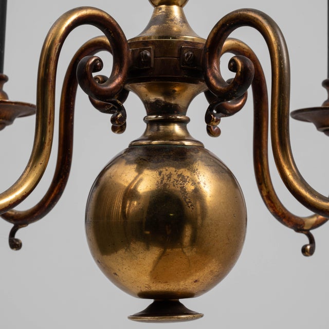 20th Century Belgian Colonial Revival Brass Three-Arm Chandelier For Sale - Image 14 of 18