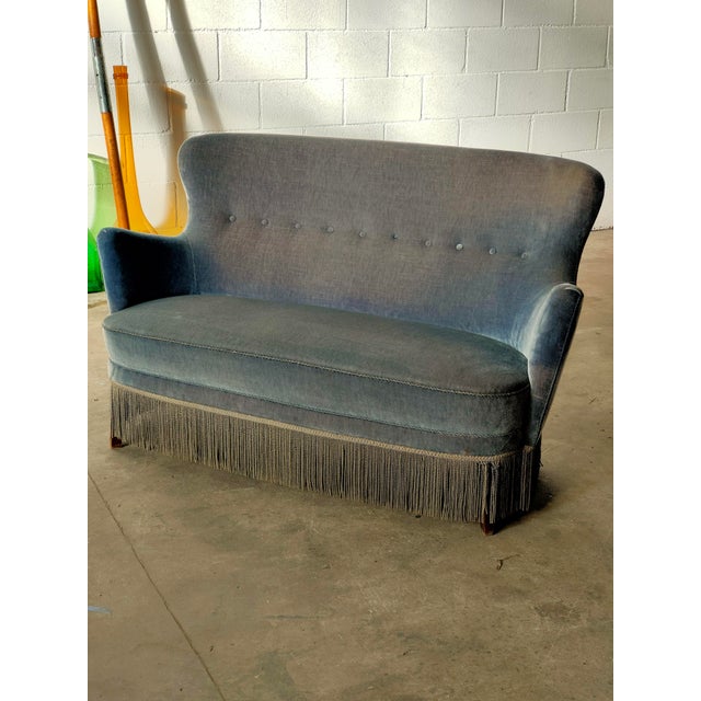 Vintage Danish Velvet Sofa, 1970 For Sale - Image 4 of 6