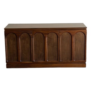 1960s Reworked Arched Walnut Credenza For Sale