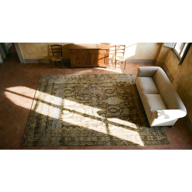 1920s Brown Medallion Antique Persian Malayer Carpet 5'1" X 6'1" Knotted Wool Rug For Sale - Image 10 of 12
