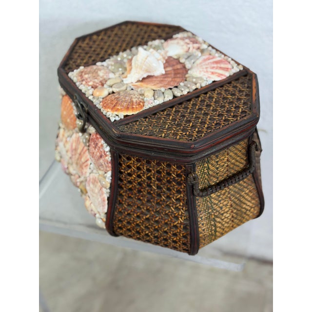 Rattan Basket With Shells For Sale - Image 4 of 7