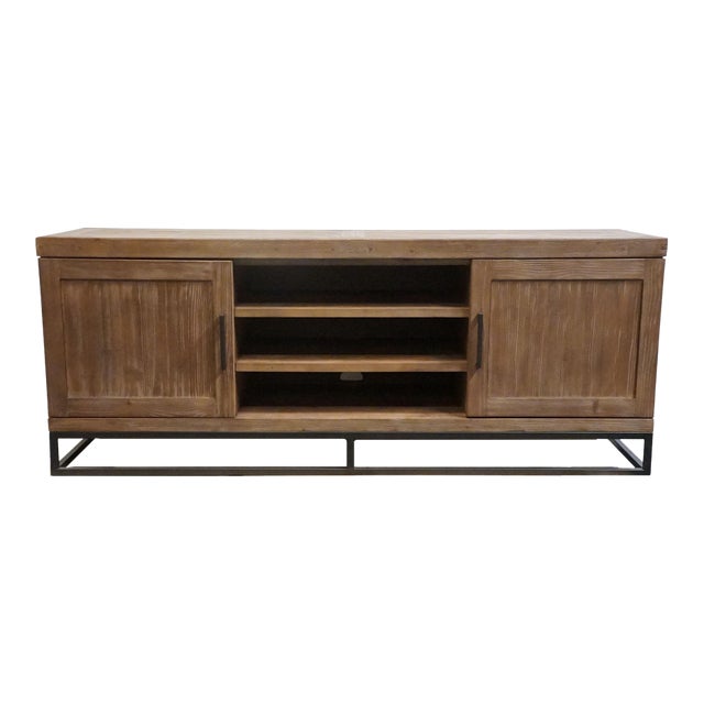 Pottery Barn Glazed Pine Contemporary Modern 66" Malcom Media Console 2662472 For Sale