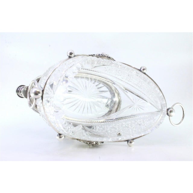 Silver and Cut Glass Fruit Bowl Centerpiece with Relief Masks and Applications For Sale - Image 3 of 10