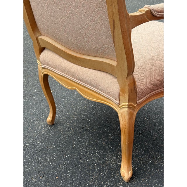 Vintage French Louis XV Cerused Wood Bergere Chair For Sale - Image 10 of 11