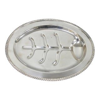 Vintage Sheffield Regency Silver Plated Oval Meat Cutlery Serving Platter Tray For Sale