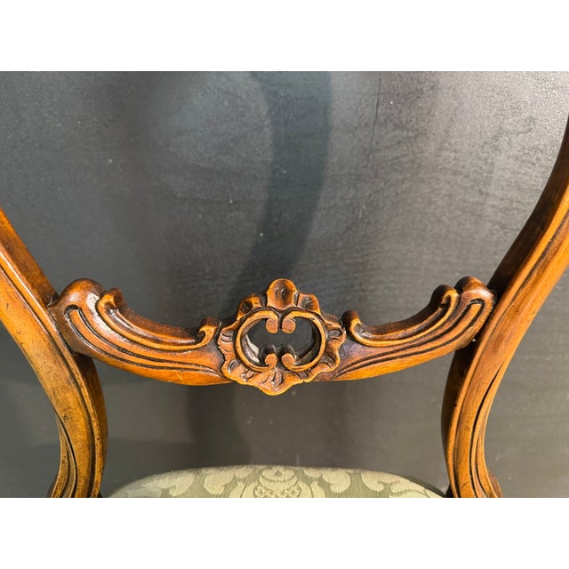 A lovely English Walnut single Chair, perfect Desk or Dressing Table Chair. Made from solid Walnut and sitting on Cabriole...