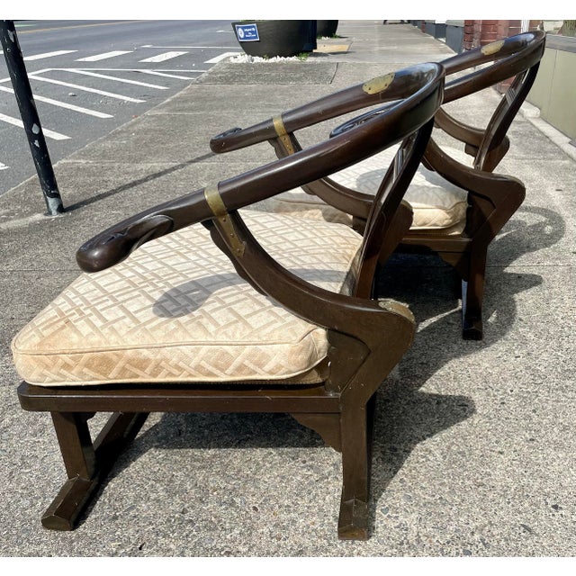 Mid 20th Century Baker Furniture Far East Collection Arm Chairs #2510 by Michael Taylor - a Pair For Sale - Image 5 of 12