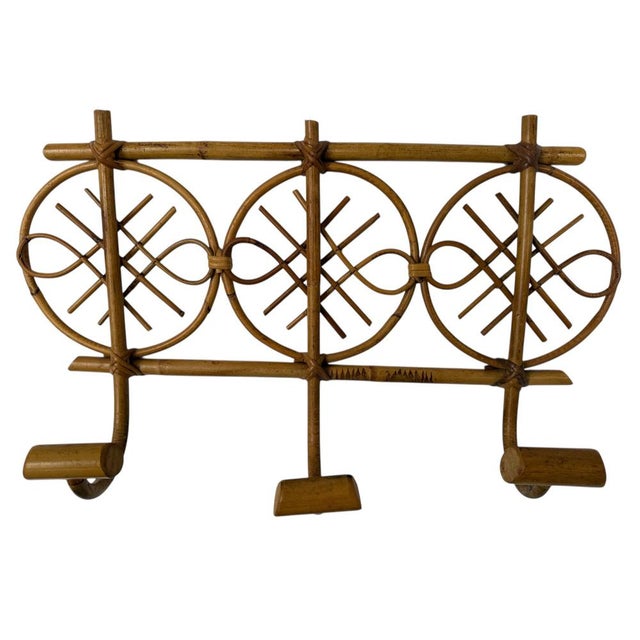 Wood Rattan Coat Rack in the style of Olaf von Bohr, Italy, 1960s For Sale - Image 7 of 7