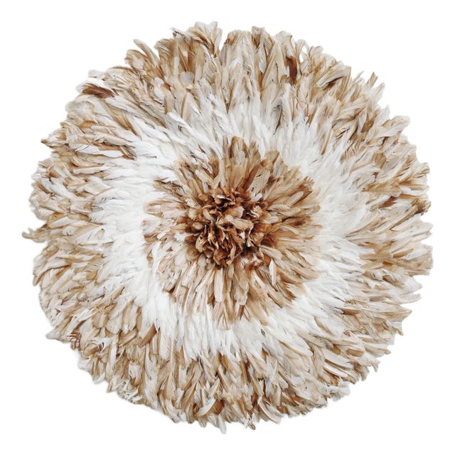 Vintage Juju Feather Hat Beige & White Wall Decor For Sale