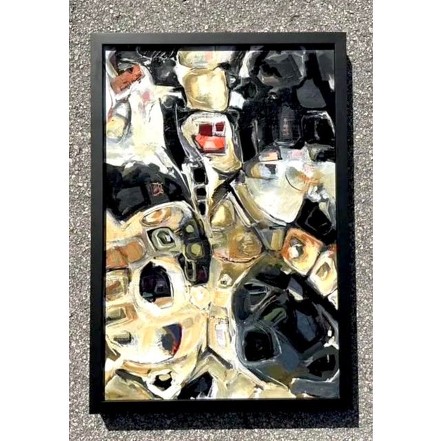 Vintage Original Abstract Oil Painting on Board For Sale - Image 11 of 12