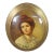 Mid 20th Century Lacquered Oval Oil Portrait Painting Young Redhead Girl With Pearls 13" For Sale
