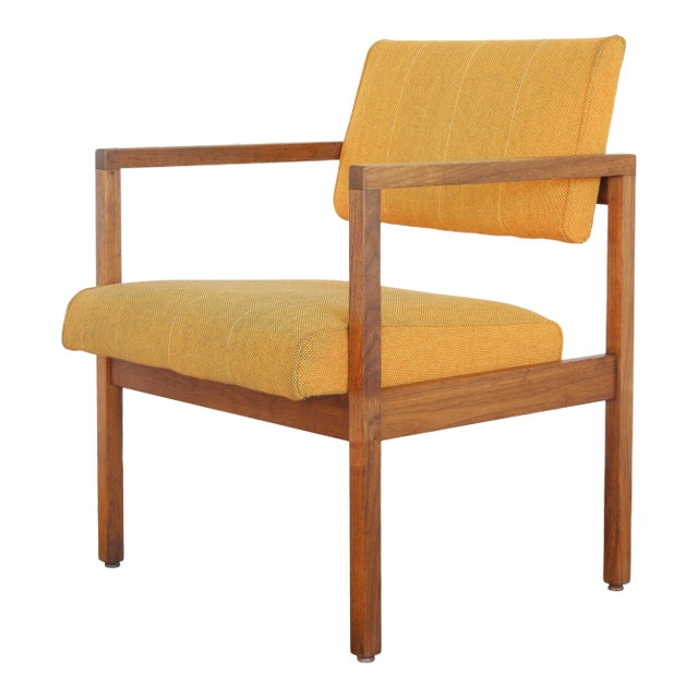 Vintage Mid-Century Modern Wood & Upholstered Arm Chair For Sale