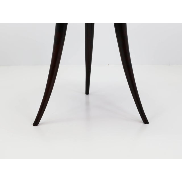 Black 3-Legged Center Table with Swivel Top in Walnut and Leather by Paolo Buffa, Italy, 1940s For Sale - Image 8 of 9