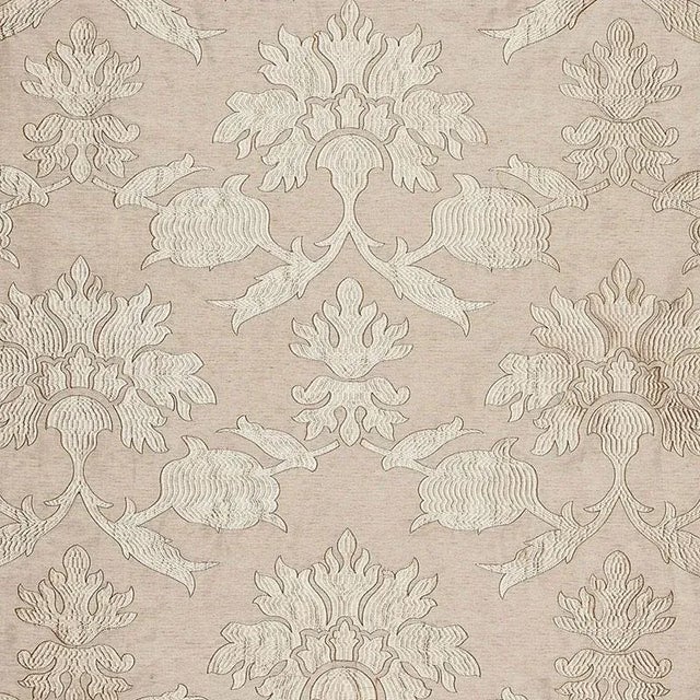 Sample - Schumacher Roussillon Embroidery Fabric in Greige For Sale