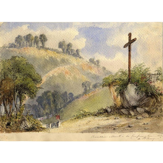 An original 1837 watercolour painting, Apollonia Griffith, Procession for the Confirmation of Saint Ceny, France.This...