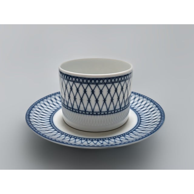 1980s Vista Alegre Balustrade Blue Cup and Saucer For Sale - Image 10 of 12