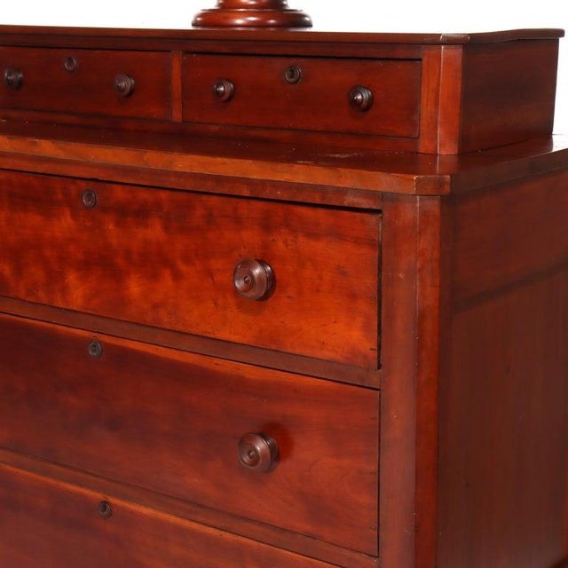 Antique Shaker School Cherry 5-Drawer Chest With Mirror C1890 For Sale - Image 9 of 10