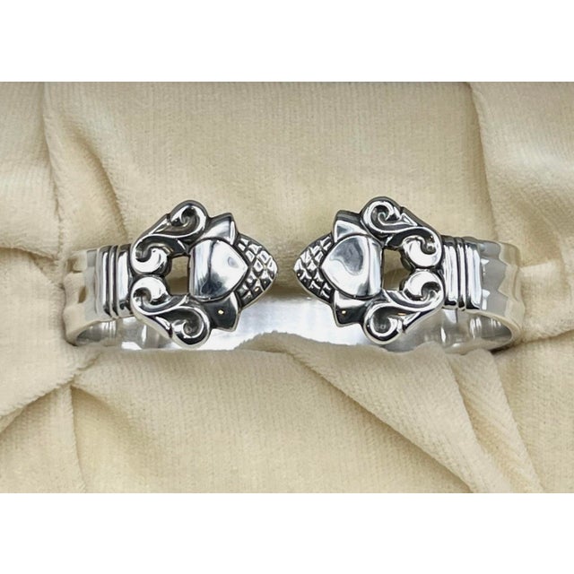 Silver 1950s Georg Jensen Sterling Silver Napkin Ring, Danish Scroll & Foliate Design, Set of 10 Available — Sold Individually For Sale - Image 8 of 12