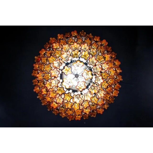 Large Modern Gold Amber Color Murano Glass Chandelier or Flush Mount, 1970 For Sale - Image 6 of 13