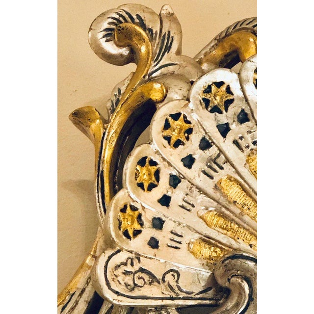Silver and Gold Leaf Decorator Wall Mirror Having a Web Design and Dancing Bear For Sale In New York - Image 6 of 13