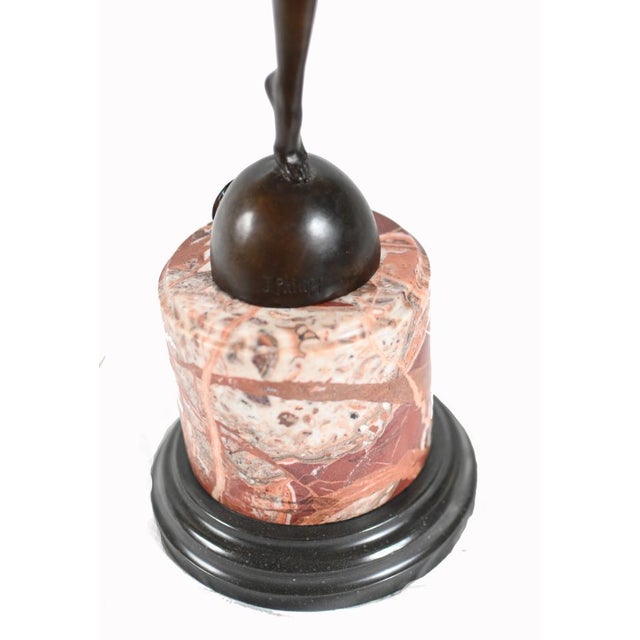 Art Deco Bronze Dancer Statue after J. Philippe Flapper, 1920s For Sale - Image 4 of 13