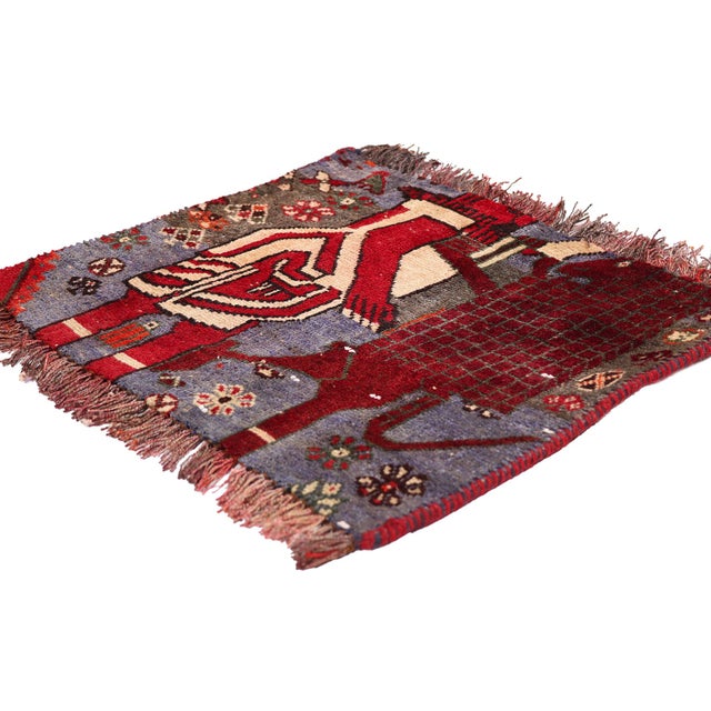 79399 Antique Persian Shiraz Pictorial Rug, 01'09 x 01'06. The Throne of Darius: A Persian Shiraz Masterpiece of Myth and...