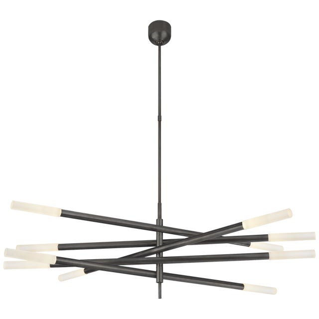 Rousseau Grande Ten Light Articulating Chandelier in Bronze with Etched Crystal Designer: Kelly Wearstler Fixture Height:...
