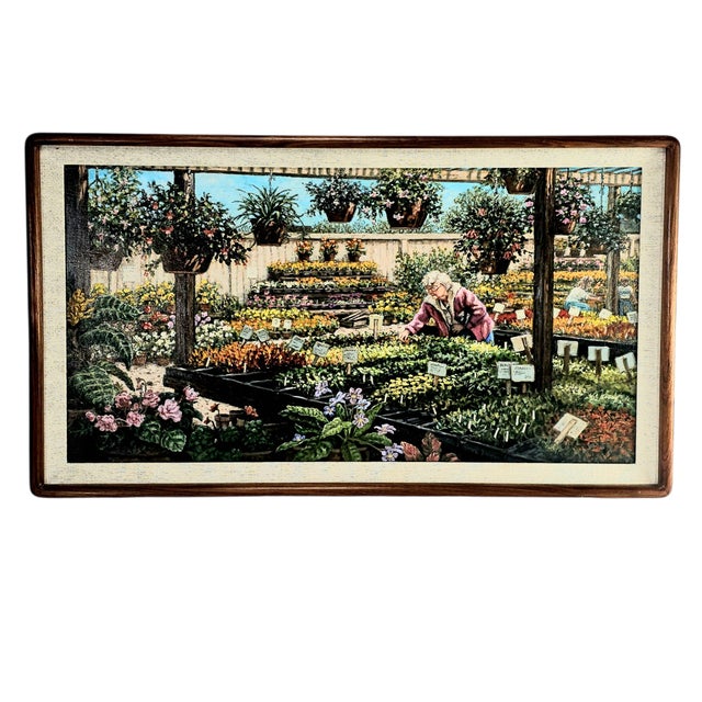 Janet Kruskamp Original Oil Painting Framed Signed Garden Scene 35" For Sale - Image 9 of 16