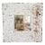 Distressed White Embossed Metal & Wood Wall Mirror | Rustic Farmhouse | French Country | 20.5" Square For Sale