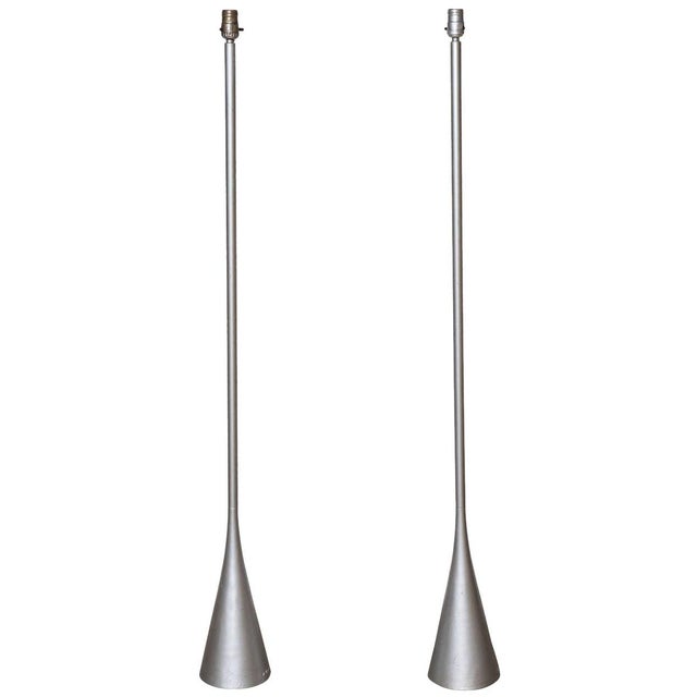 Silver 1980s Pascal Mourgue for Ligne-Roset Cast Aluminum Floor Lamps - a Pair For Sale - Image 8 of 8