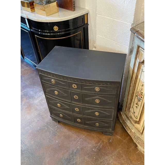 Traditional 19th Century Swedish Empire Style Painted Black Chest For Sale - Image 3 of 10