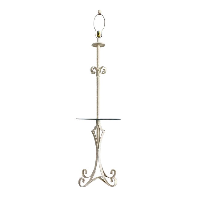 Regency Metal Floor Lamp Glass Table For Sale