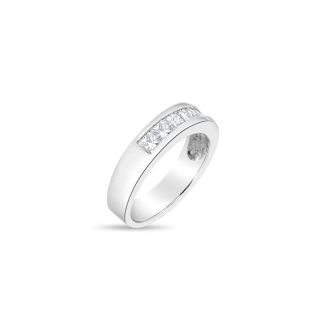 Contemporary 5MM Princess Cut Channel Wedding Band, Size 3 For Sale - Image 3 of 3