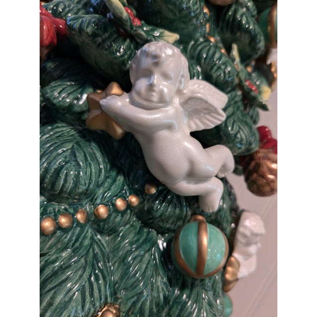 Fitz & Floyd Classic Ceramic Cherub Holiday Christmas Xmas Tree Ornaments Non Lighted For Sale - Image 11 of 18