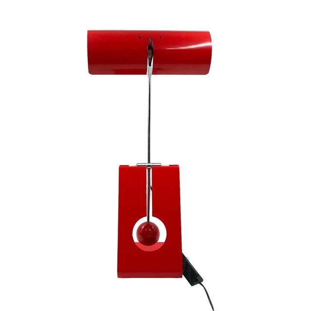 Mauro Martini, Red 'Picchio' Woodpecker Table Lamp, F.lli Martini Italy 1970s For Sale - Image 9 of 12