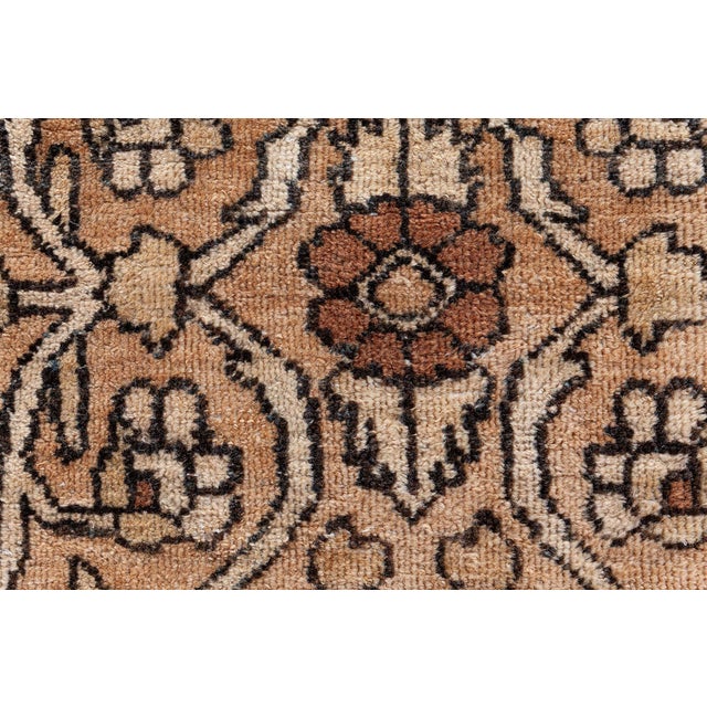1900 - 1909 Antique Beige, Brown, Botanic, Persian Kirman Hand-Knotted Wool Rug For Sale - Image 5 of 10