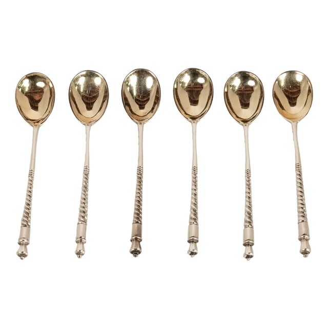 Antique Russian Imperial Silver Spoons by Fedor Rückert Faberge Moscow 1889 - Set of 6 For Sale
