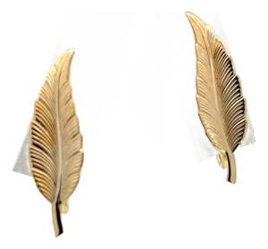 1990s Tiffany & Co Estate Leaf Earrings Clip-on 14k Gold Plated, 2 Pieces
