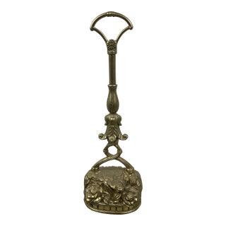 Antique Solid Brass Rose Motif Doorstop For Sale