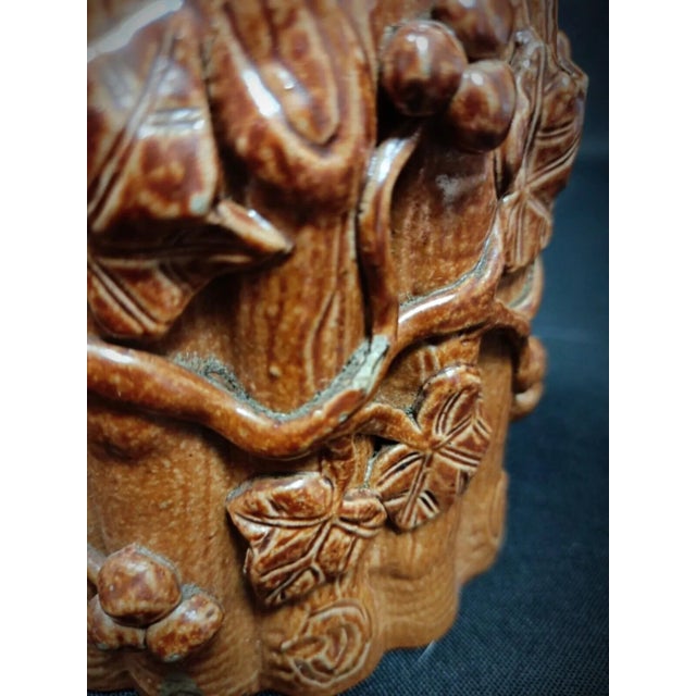 Small Mid 20th Century Terra Cotta Flower Pot With Vineyard Design For Sale - Image 12 of 12