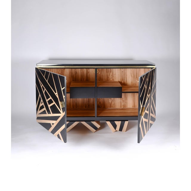 Contemporary Lines Buffet in Black Pear Wood and White Holly by Aymeric Lefort For Sale - Image 3 of 15