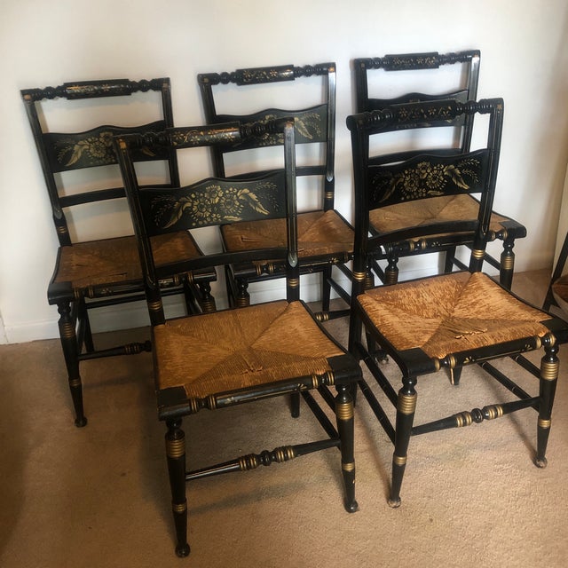 1950s Painted Chairs in the Style of L Hitchcock- Set of 5 For Sale - Image 4 of 12
