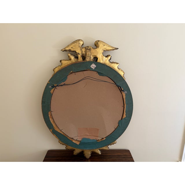 Mid-Century American Federal Giltwood Eagle Bullseye Convex Mirror For Sale - Image 12 of 12